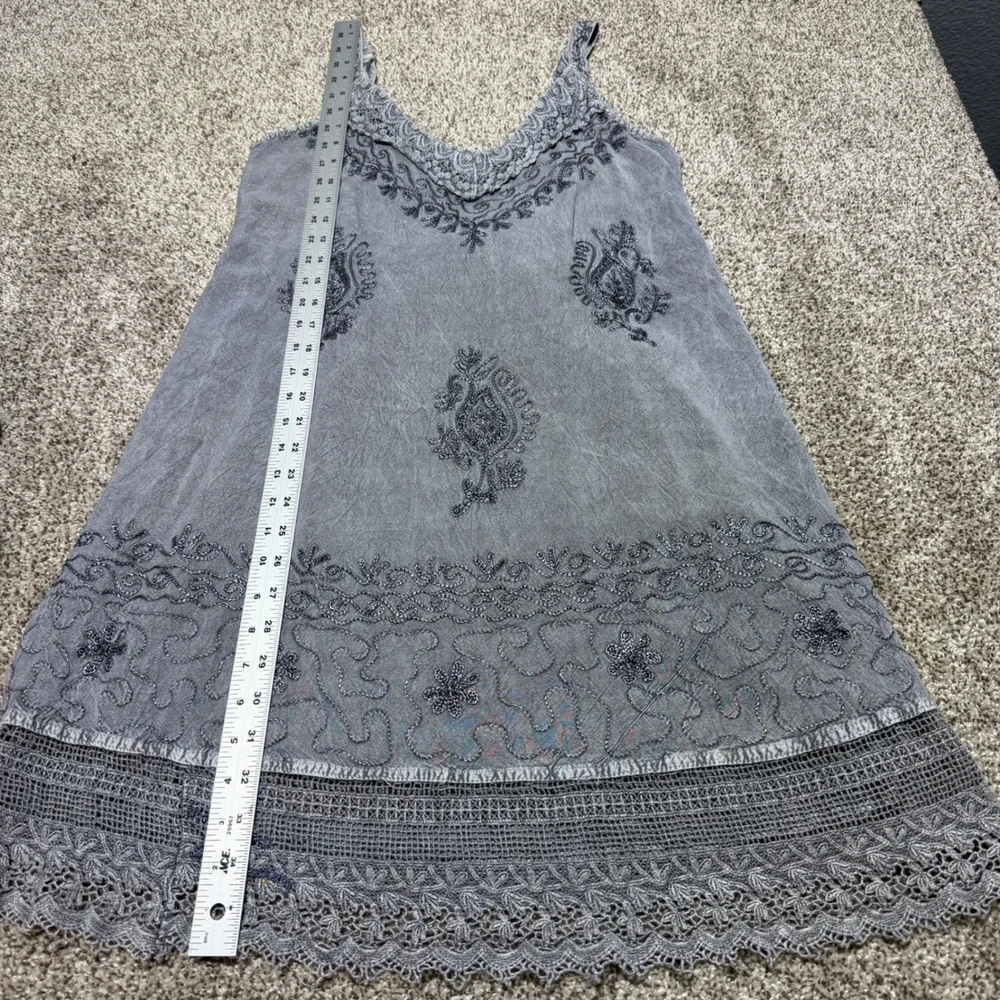 Advance Apparels Embroidered Midi Sun Dress Acid Wash Sleeveless Boho Women S